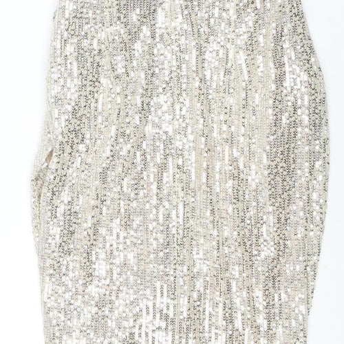 Lavish Alice Women’s Silver Sequin Strapless Dress Size 8