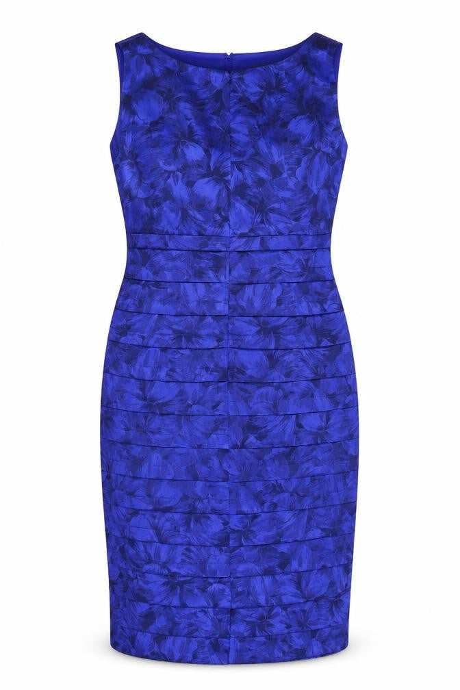 Front view of Gina Bacconi Women's Blue Sheath Dress, size 12, Formal