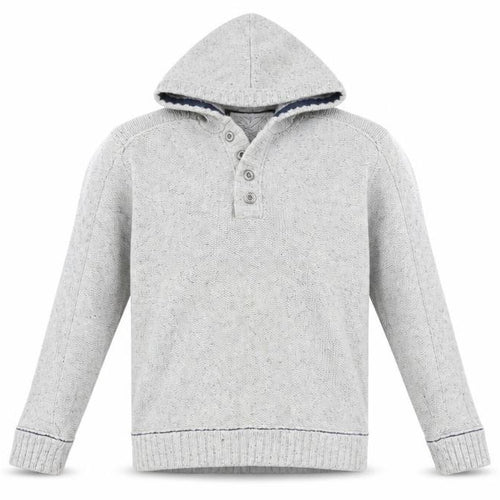 Mantaray Men's Grey Hooded Henley Knit Jumper L