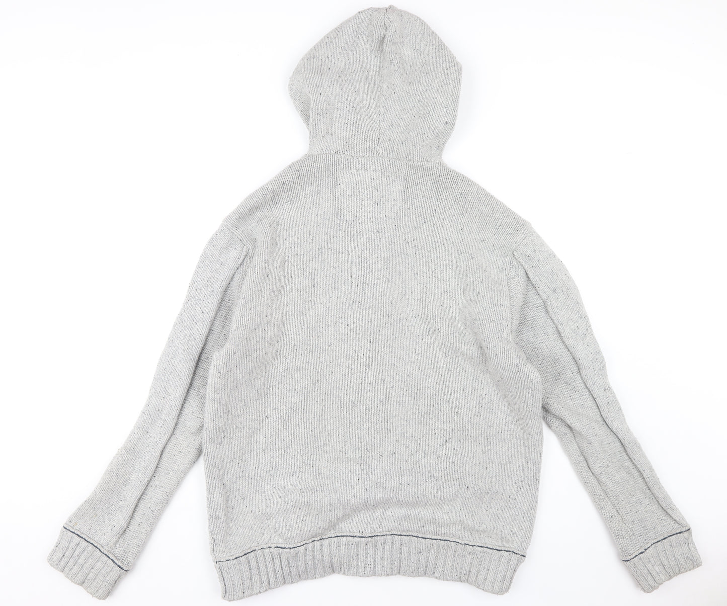 Mantaray Men's Grey Hooded Henley Knit Jumper L