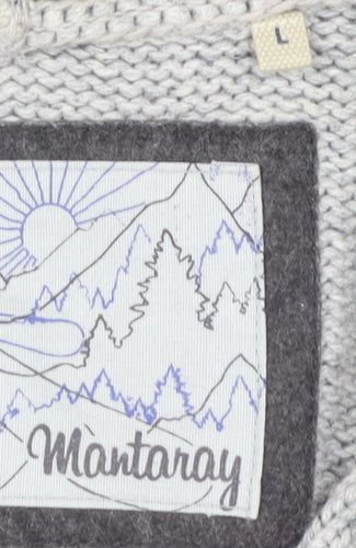 Mantaray Men's Grey Hooded Henley Knit Jumper L