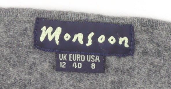 Monsoon Women's Grey Floral Embroidered Cardigan