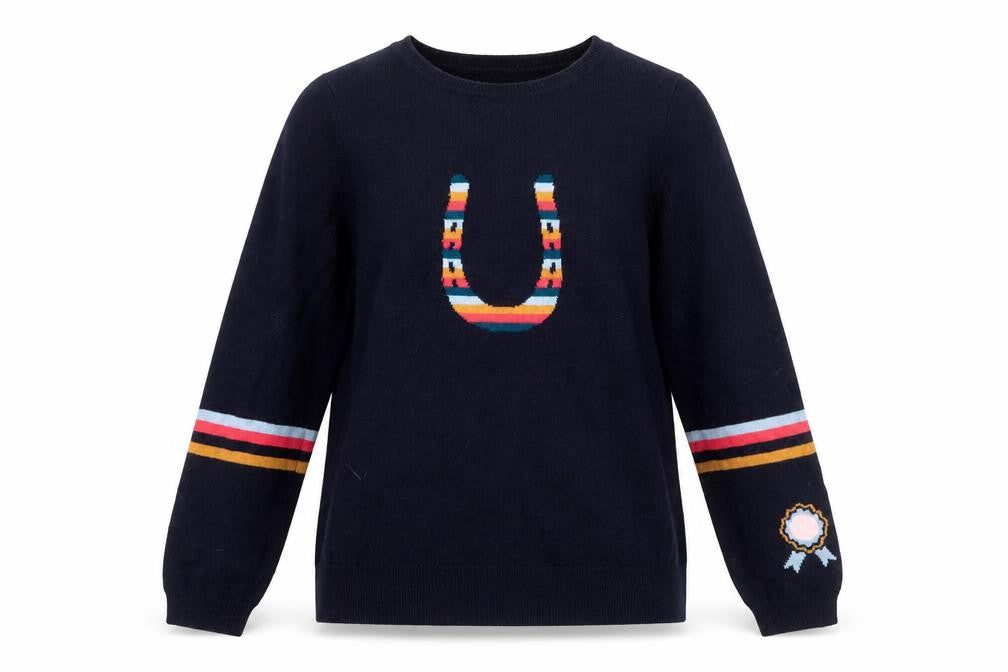 Front view of Monsoon Women's Blue Knit jumper, size S