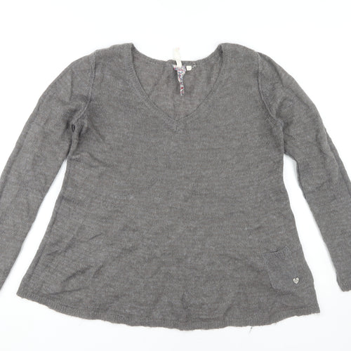 White Stuff Women's Grey V-Neck Pullover Jumper Size 12