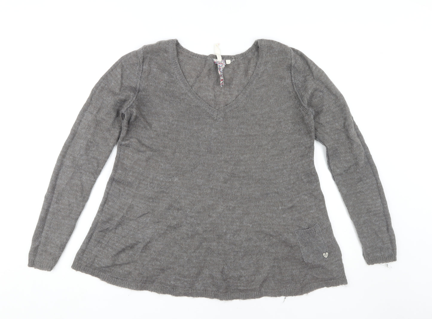 White Stuff Women's Grey V-Neck Pullover Jumper Size 12