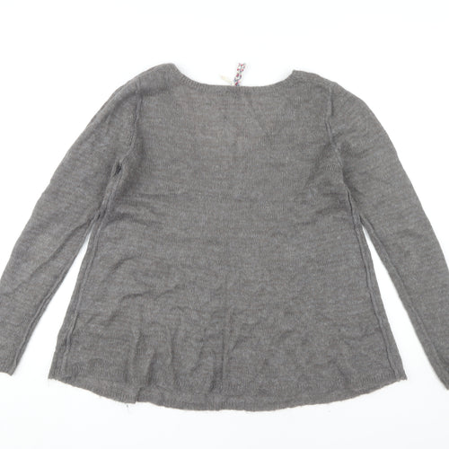 White Stuff Women's Grey V-Neck Pullover Jumper Size 12