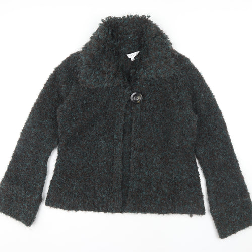 East Women Brown Collared Cardigan Size 14 Chunky Knit