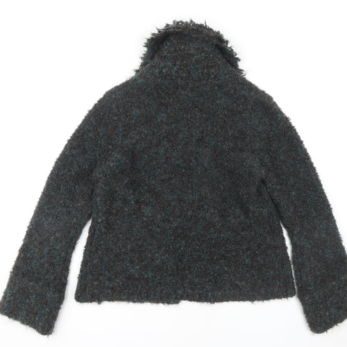 East Women Brown Collared Cardigan Size 14 Chunky Knit