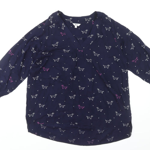 Khost Clothing Women's Blue Animal Print Blouse, Size 12