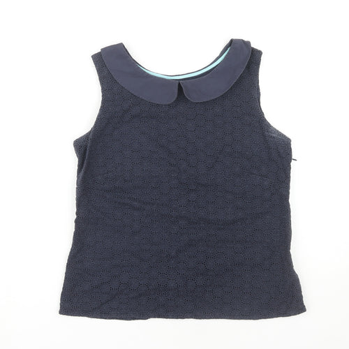 Boden Women's Blue Collared Sleeveless Blouse, Size 10