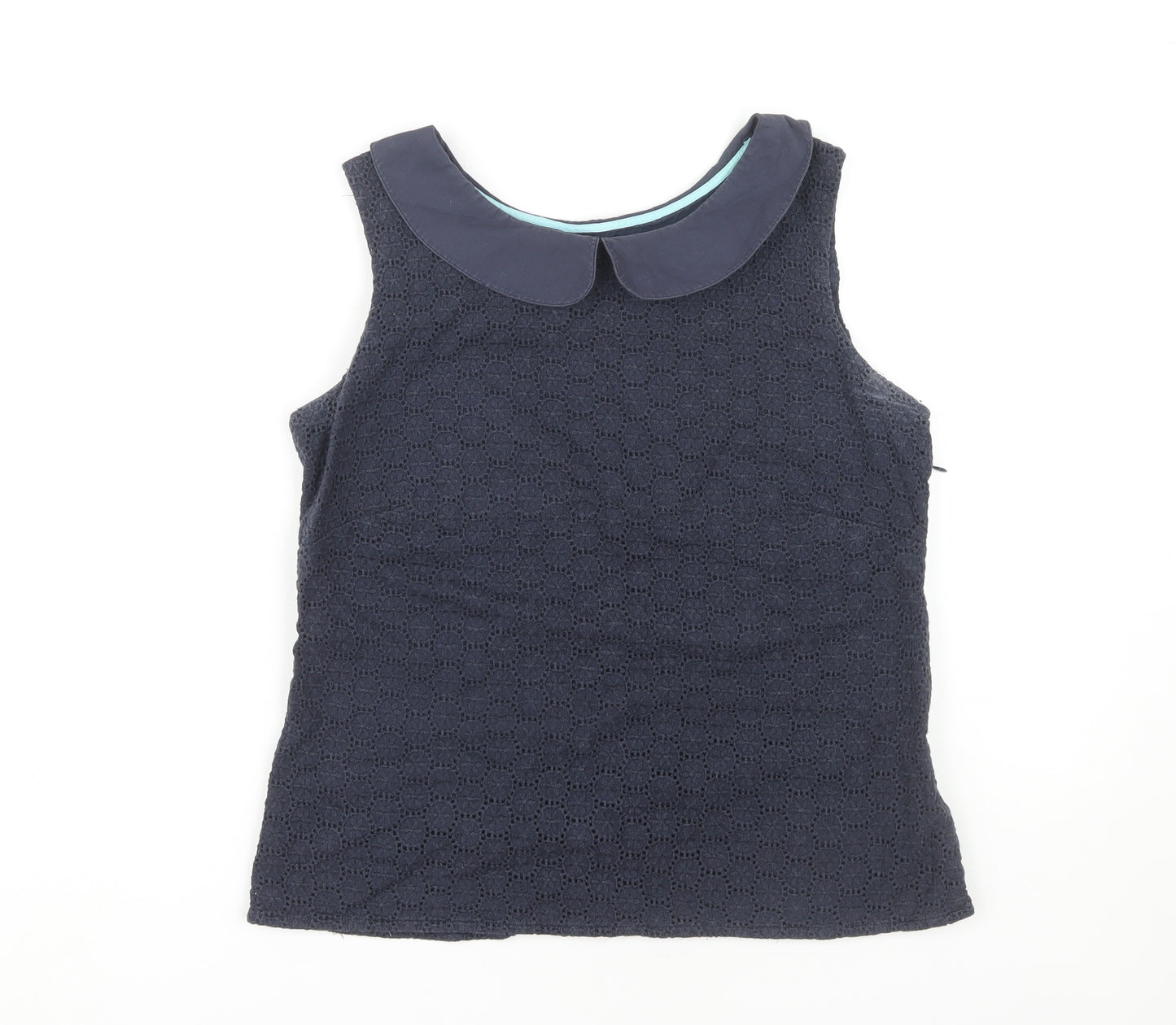 Boden Women's Blue Collared Sleeveless Blouse, Size 10