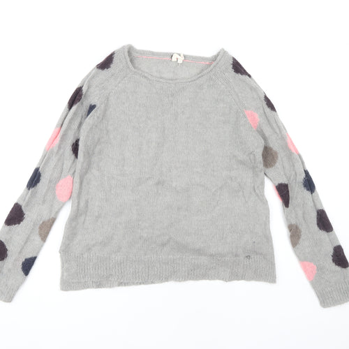 White Stuff Women's Grey Polka Dot Pullover Jumper Size 12