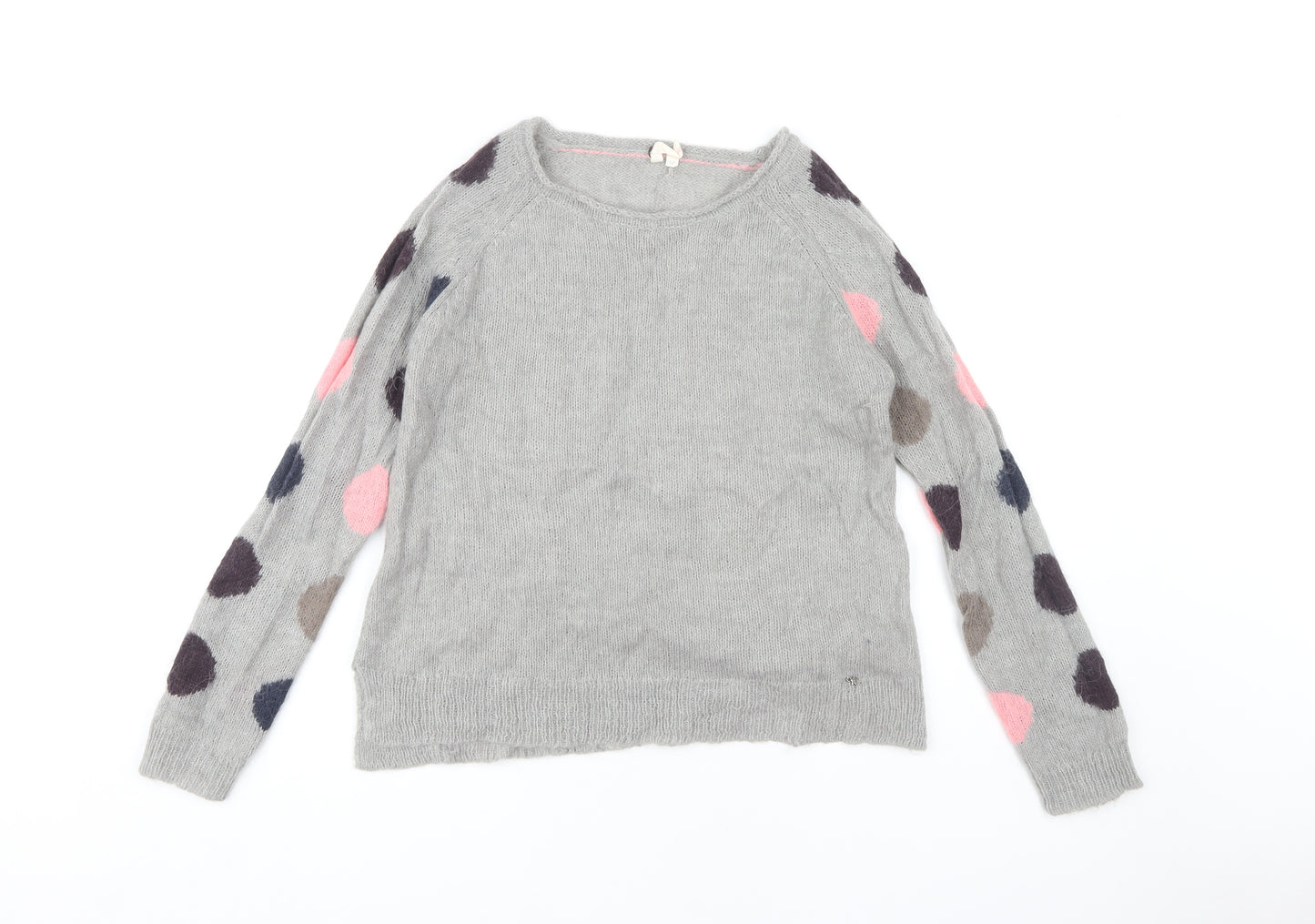 White Stuff Women's Grey Polka Dot Pullover Jumper Size 12