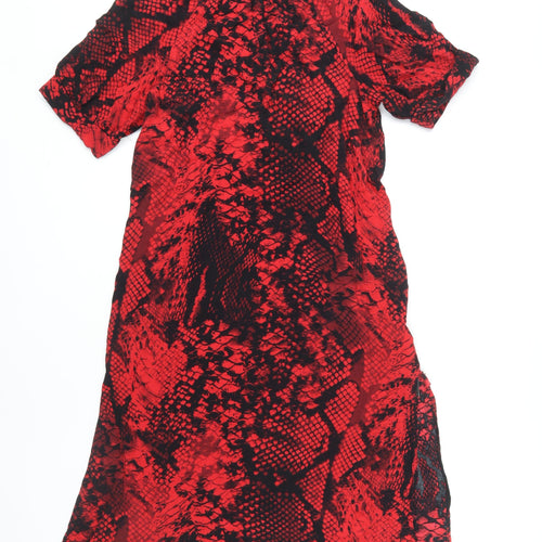 Marks and Spencer Red Animal Print High Neck Dress