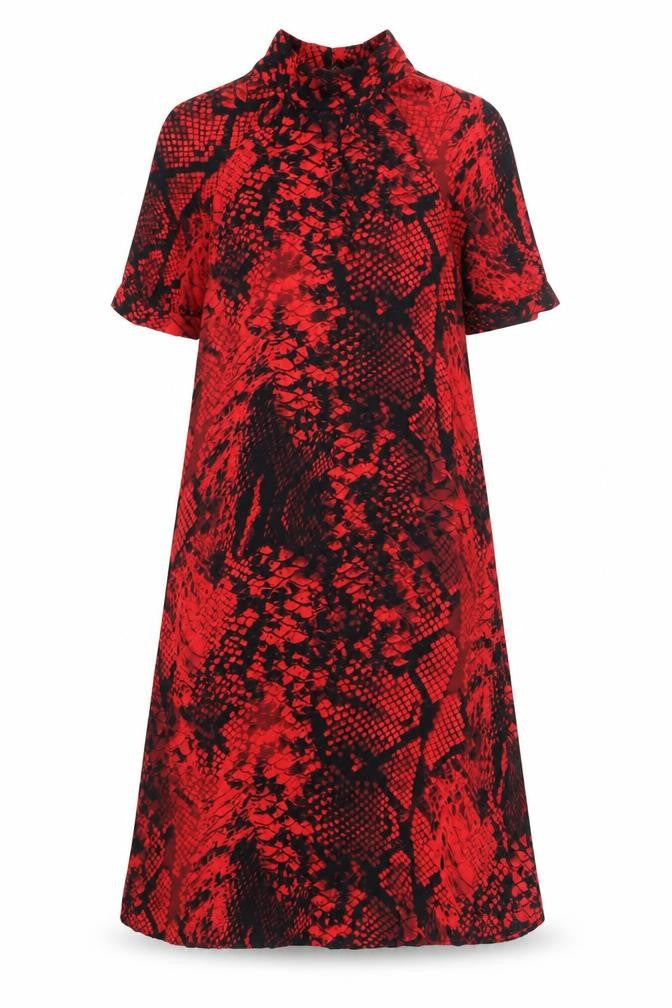Front view of Marks & Spencer Red Animal Print High Neck Dress