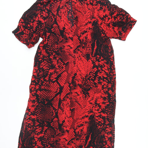 Marks and Spencer Red Animal Print High Neck Dress