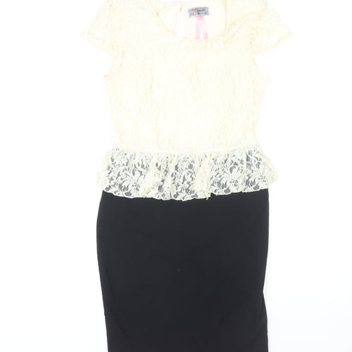 Lipsy Women's Black & Ivory Peplum Dress