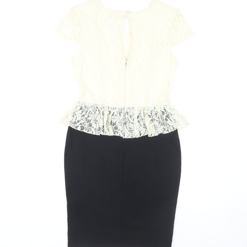 Lipsy Women's Black & Ivory Peplum Dress