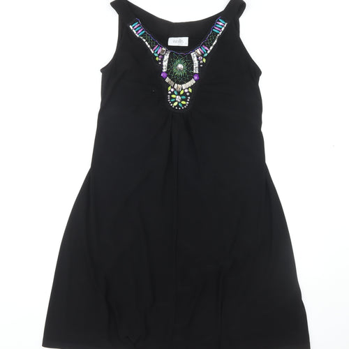 Wallis Petite Black Beaded Dress for Women Size 12