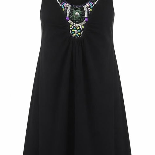 Wallis Petite Black Beaded Dress for Women Size 12