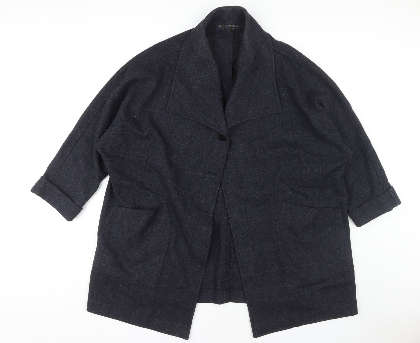 Paul Costelloe Women's Black Check Tweed Coat Size 14