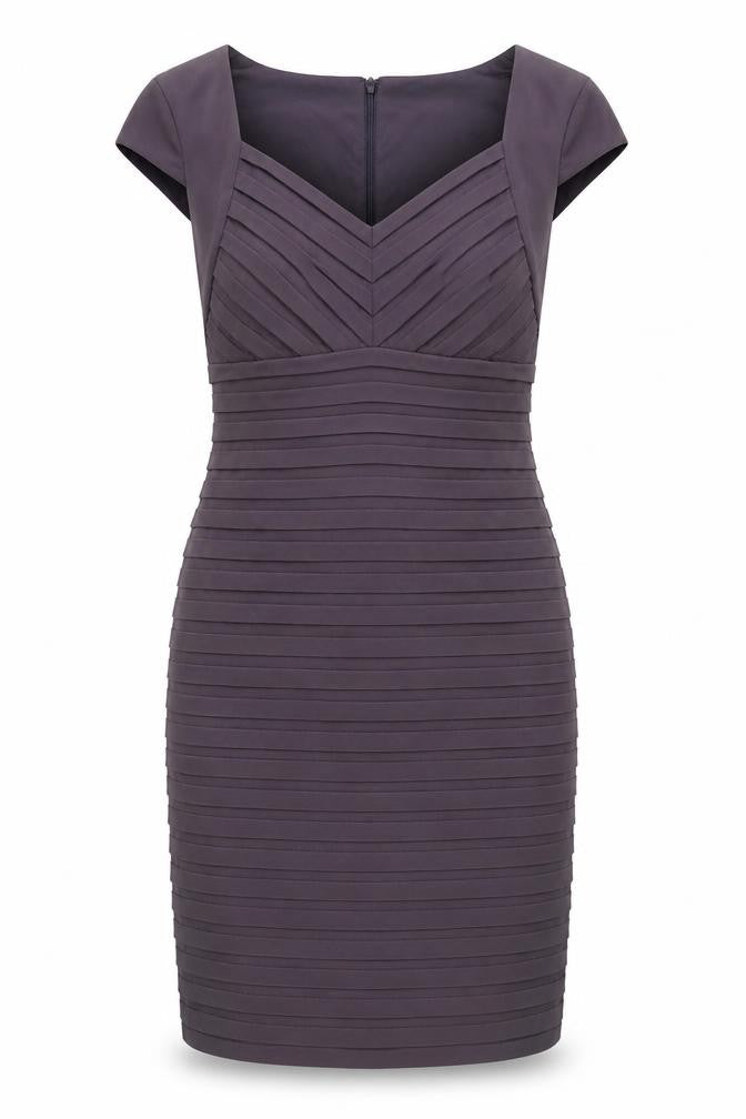 Front view of Alexon Women’s Grey Sheath Dress, size UK 14, Formal