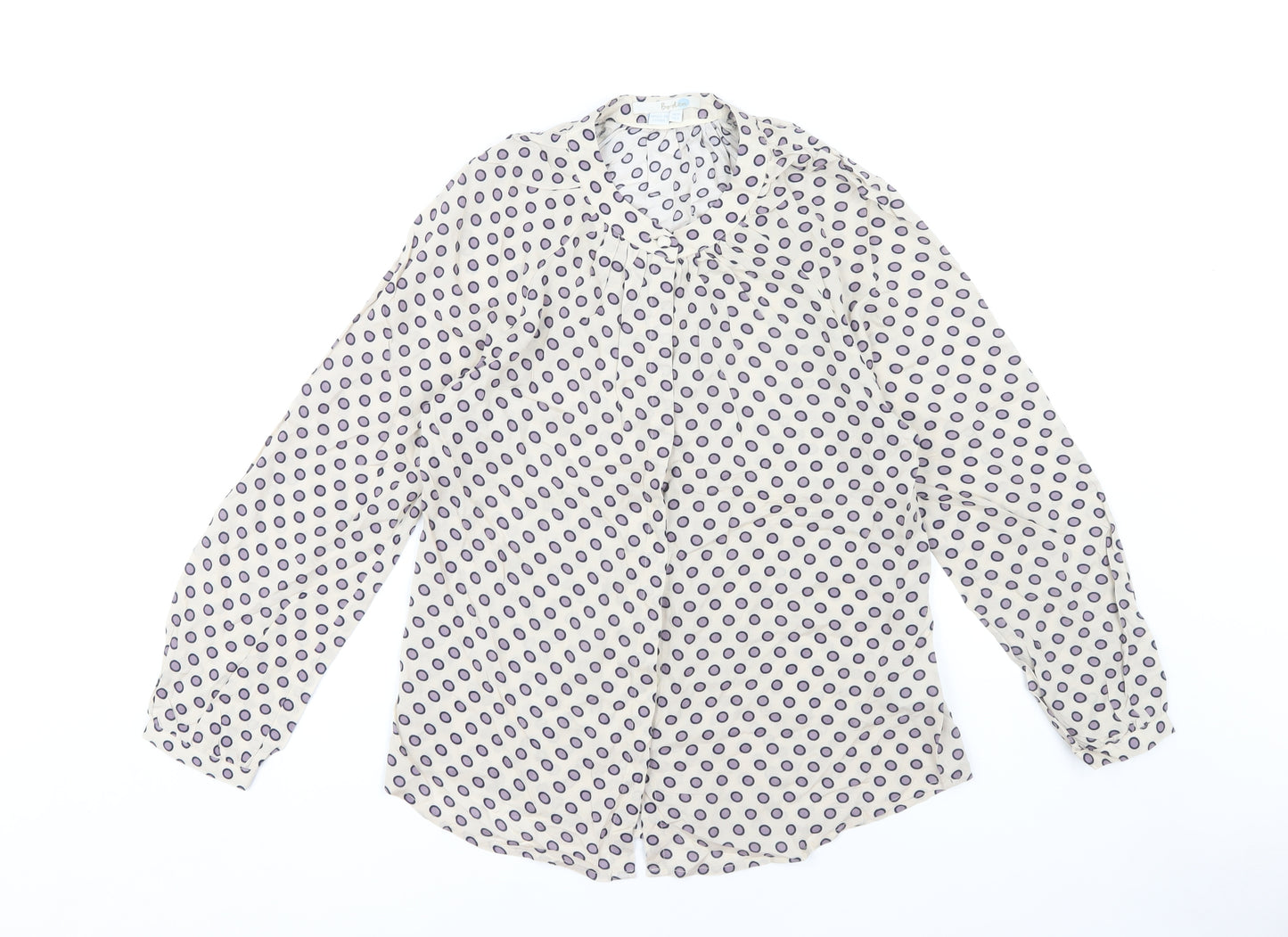 Boden Women's Beige Polka Dot Blouse - Size 8