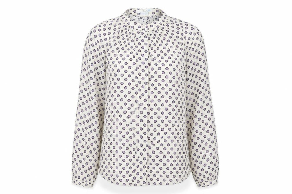 Front view of Boden Women's Beige Polka Dot Blouse -, size 8