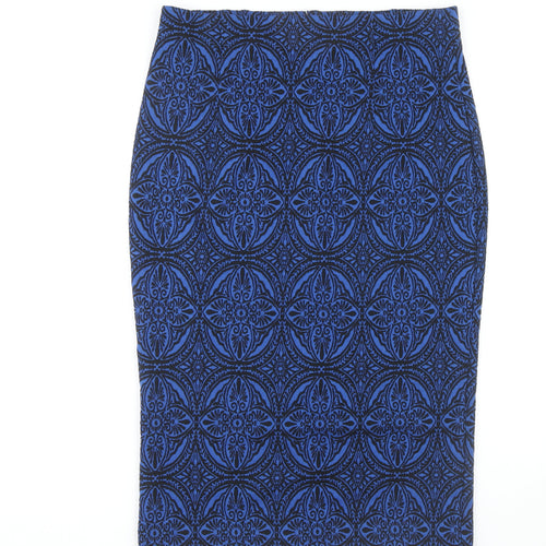 Marks and Spencer Women's Blue Geometric Pencil Skirt