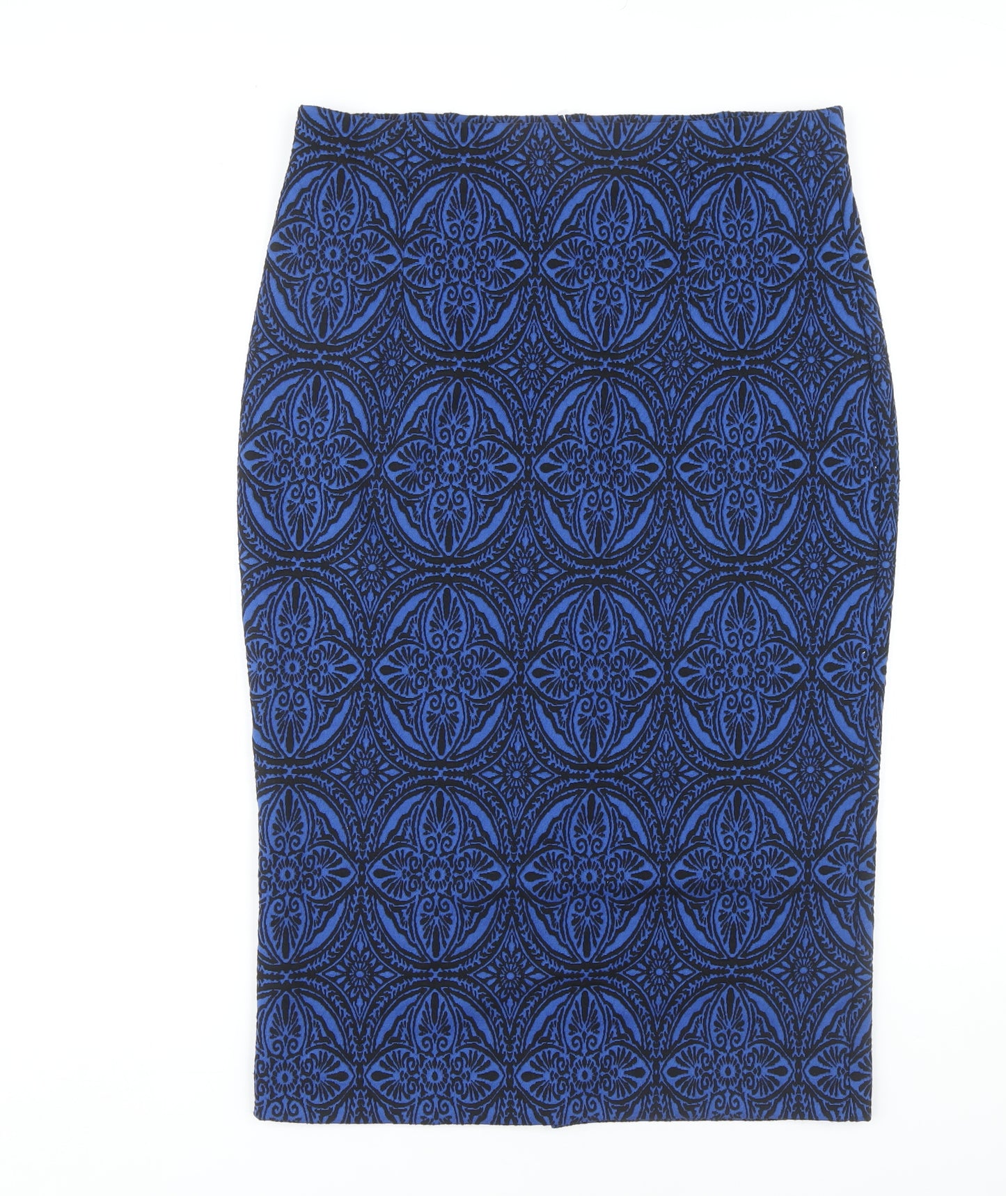 Marks and Spencer Women's Blue Geometric Pencil Skirt