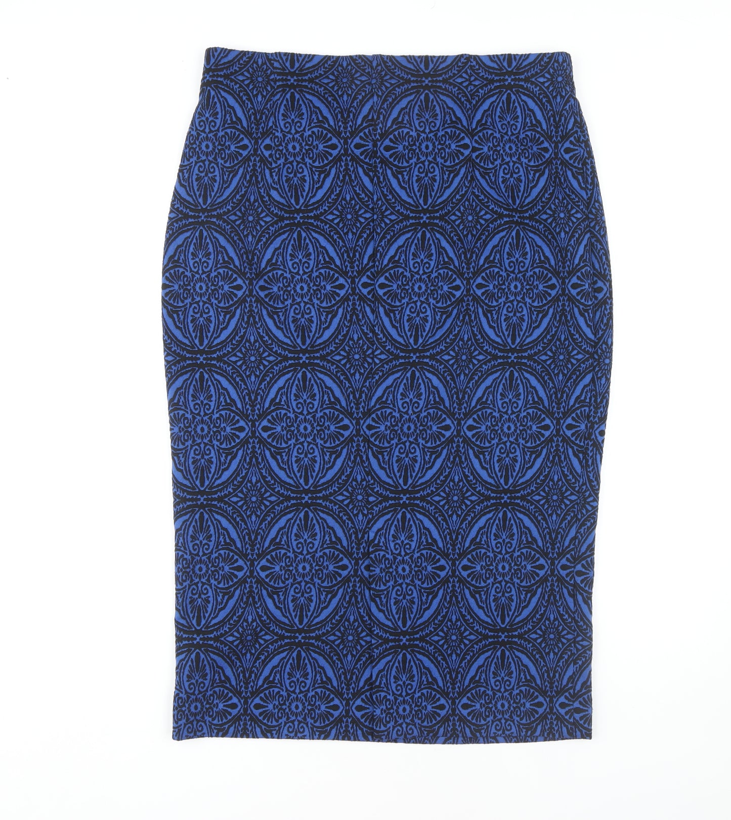 Marks and Spencer Women's Blue Geometric Pencil Skirt