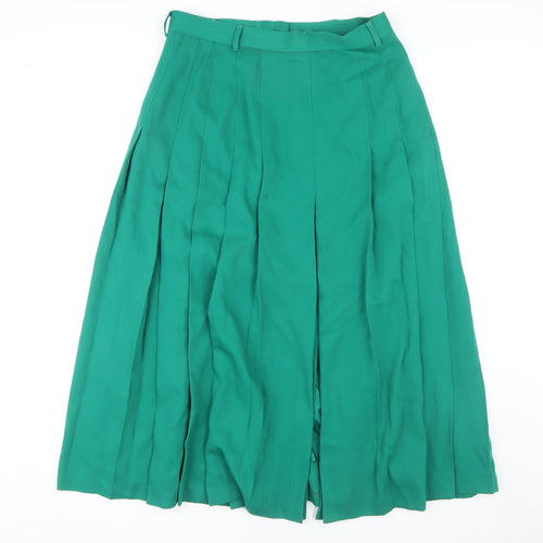 Viyella Women’s Green Pleated Skirt, Size 14, Polyester/Wool