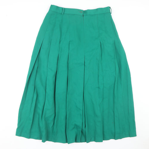 Viyella Women’s Green Pleated Skirt, Size 14, Polyester/Wool