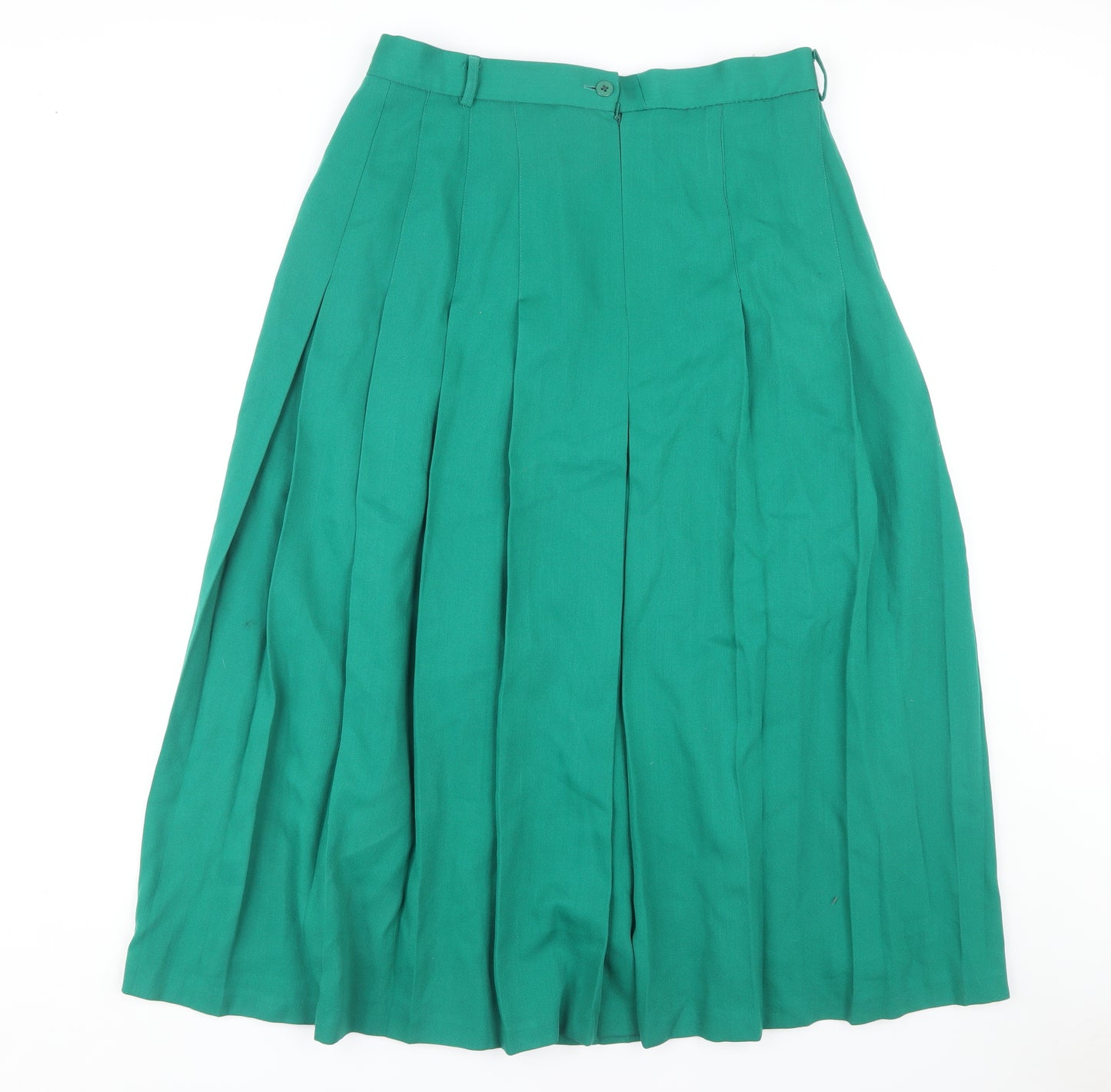Viyella Women’s Green Pleated Skirt, Size 14, Polyester/Wool
