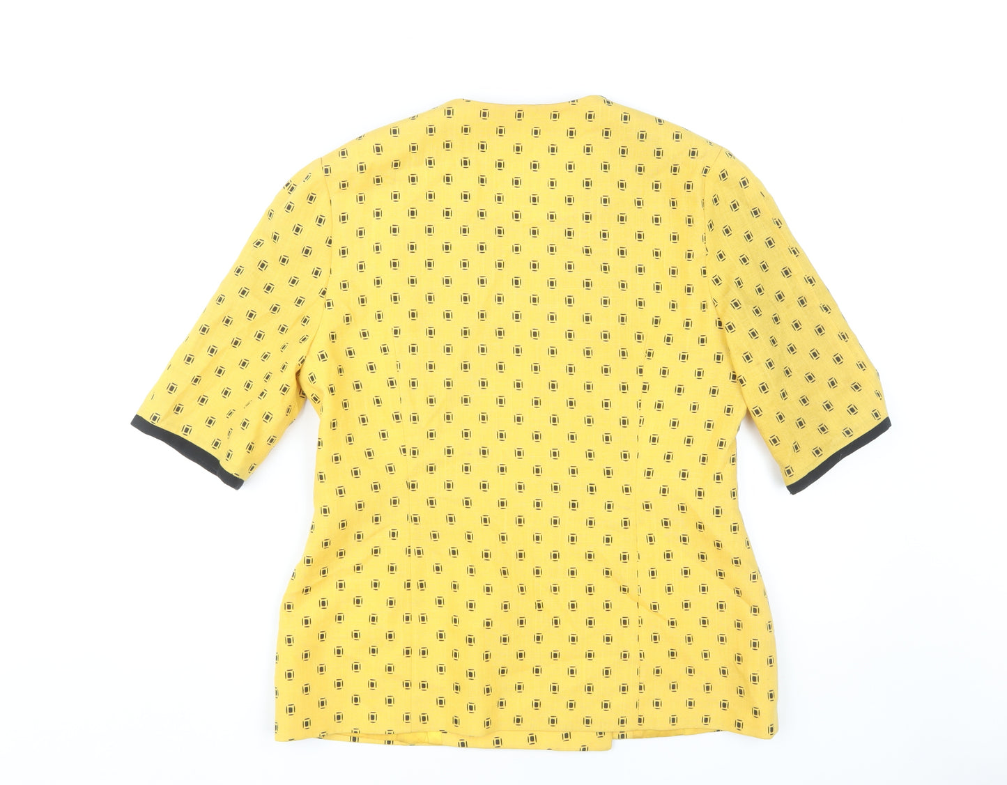 Reflections Women's Yellow Retro Geometric Wrap Blouse Size 14