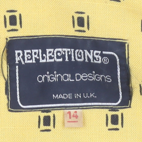 Reflections Women's Yellow Retro Geometric Wrap Blouse Size 14