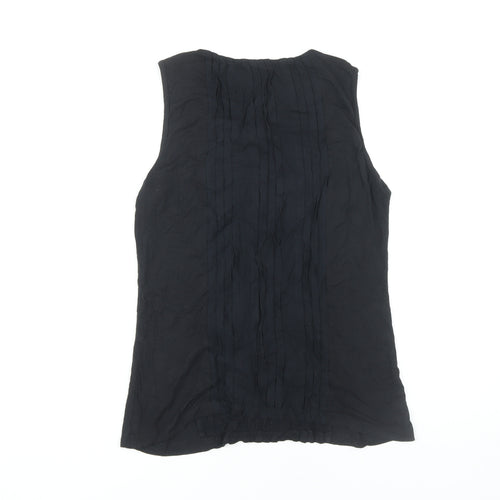 VILA Women's Black Beaded Collared Blouse M