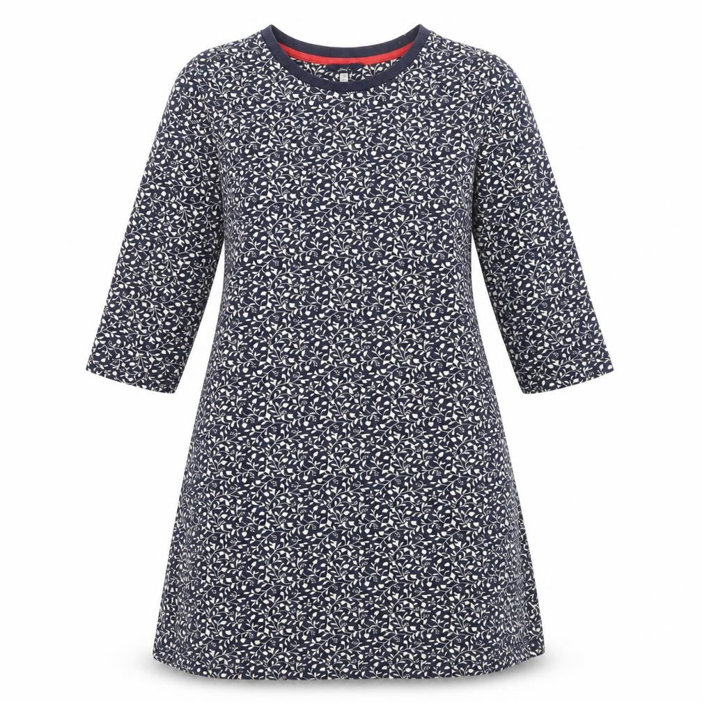 Front view of Joules Women's Blue Floral A-Line Dress, size 8