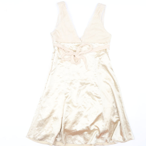 Jane Norman Beige V-Neck Cocktail Dress Size 12