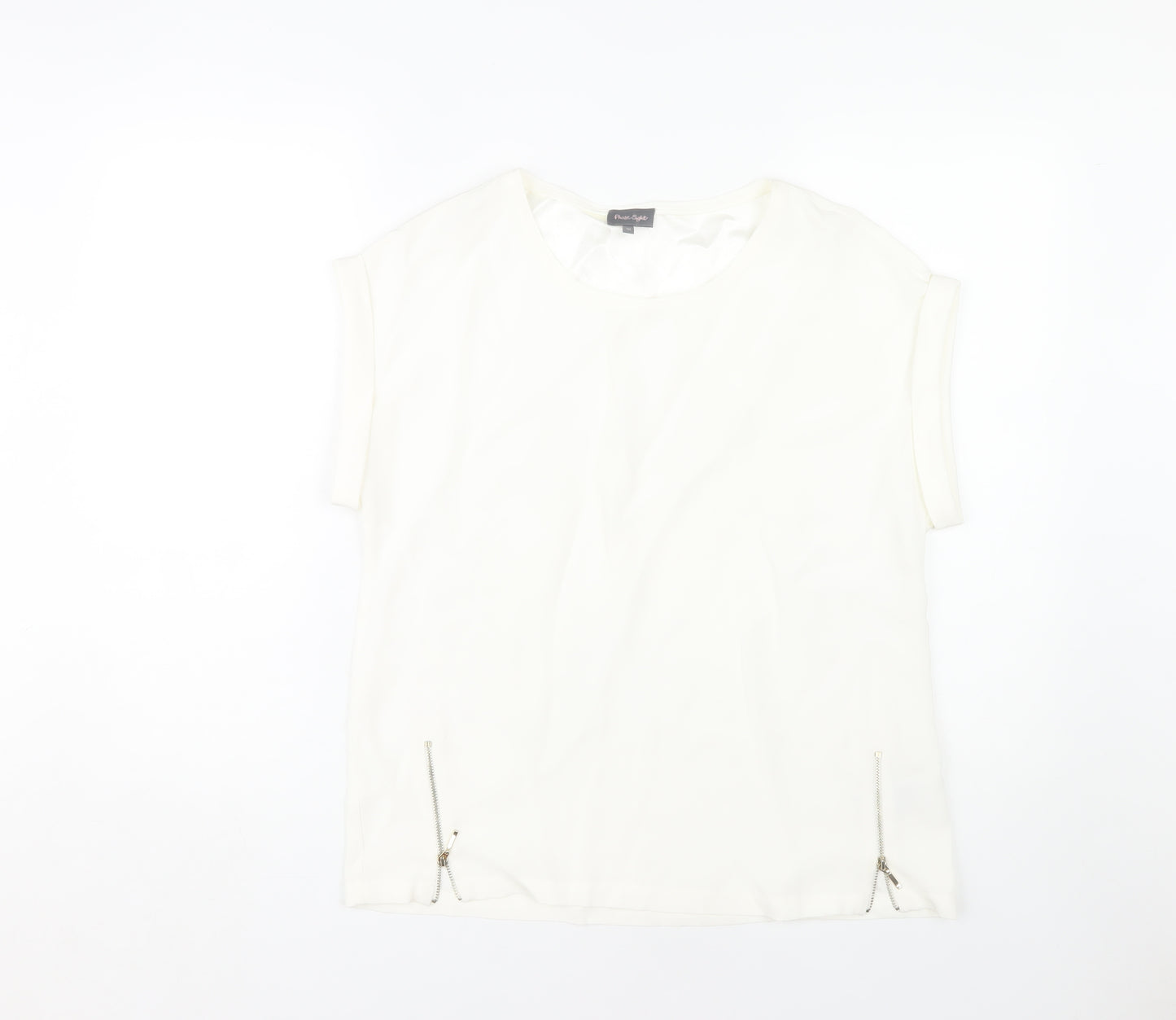 Phase Eight Womens Ivory Blouse, Size 10, Casual Zip Accent
