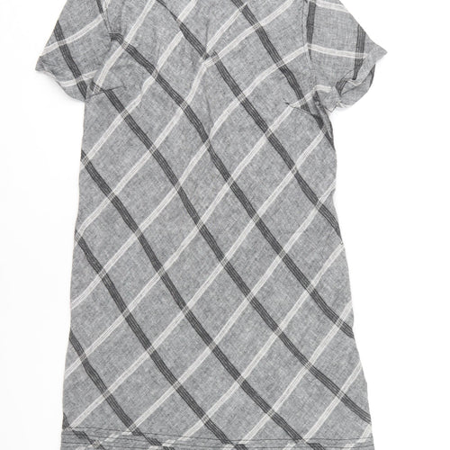 Next Women's Grey Check V-Neck Dress, Size 14