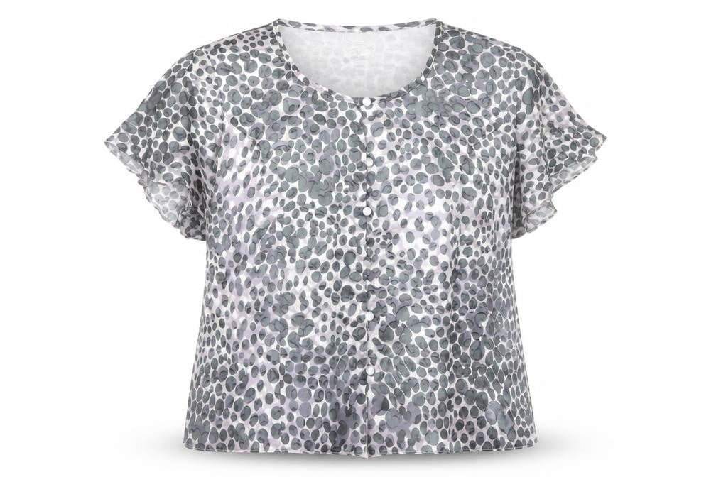 Front view of Eastex Women's Grey Geometric Blouse, size 22