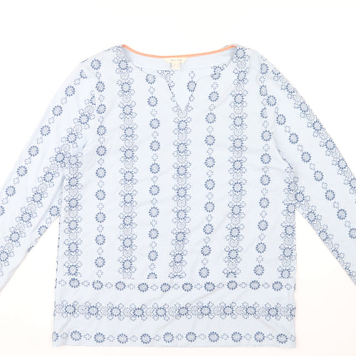 White Stuff Women's Blue Floral Embroidered Blouse Size 12