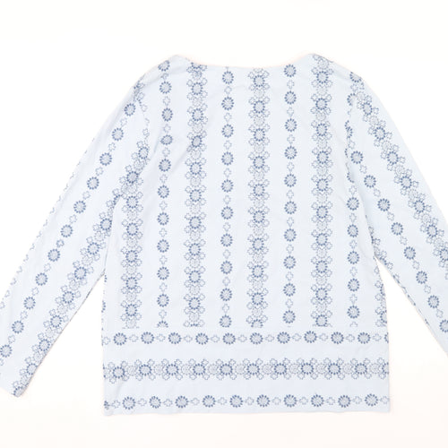 White Stuff Women's Blue Floral Embroidered Blouse Size 12