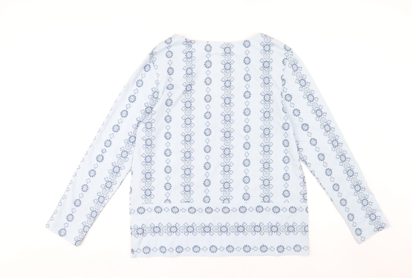 White Stuff Women's Blue Floral Embroidered Blouse Size 12