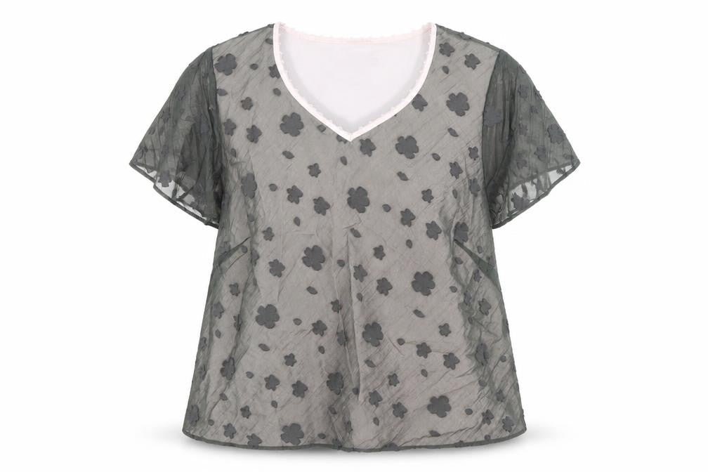 Front view of Jacques Vert Women's Black Floral Blouse, size 20