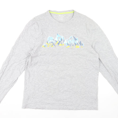 Mountain Warehouse Men's Grey XL Graphic Long Sleeve T-Shirt