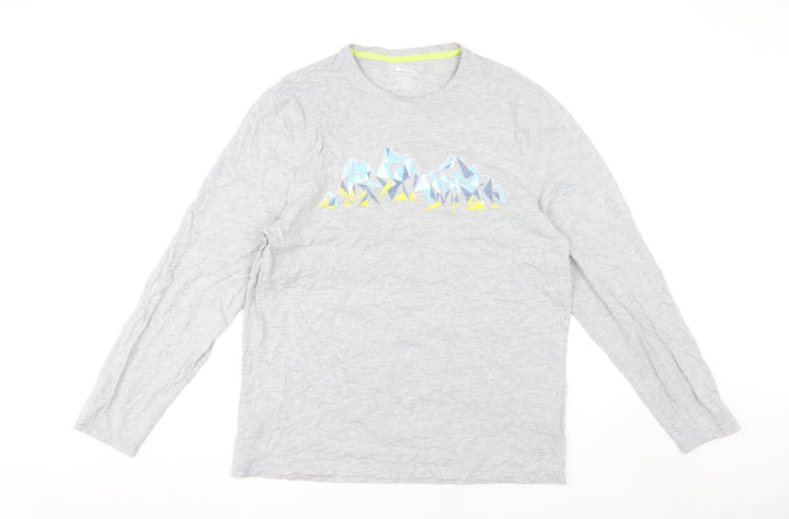 Mountain Warehouse Men's Grey XL Graphic Long Sleeve T-Shirt