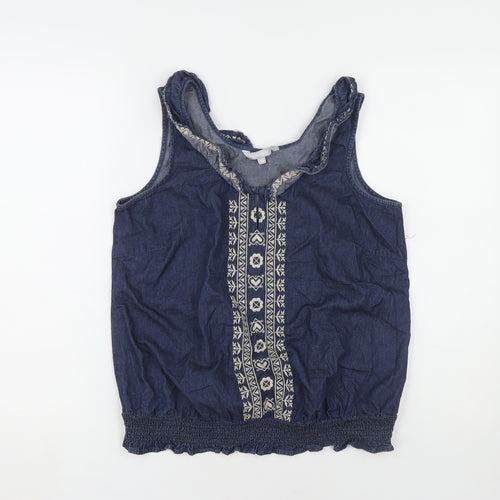 Red Herring Women's Blue Embroidered Blouse Size 12