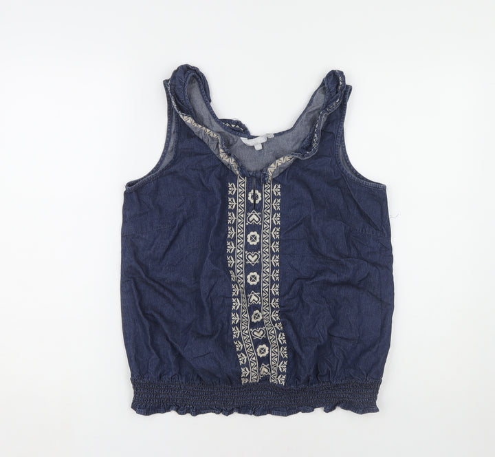 Red Herring Women's Blue Embroidered Blouse Size 12